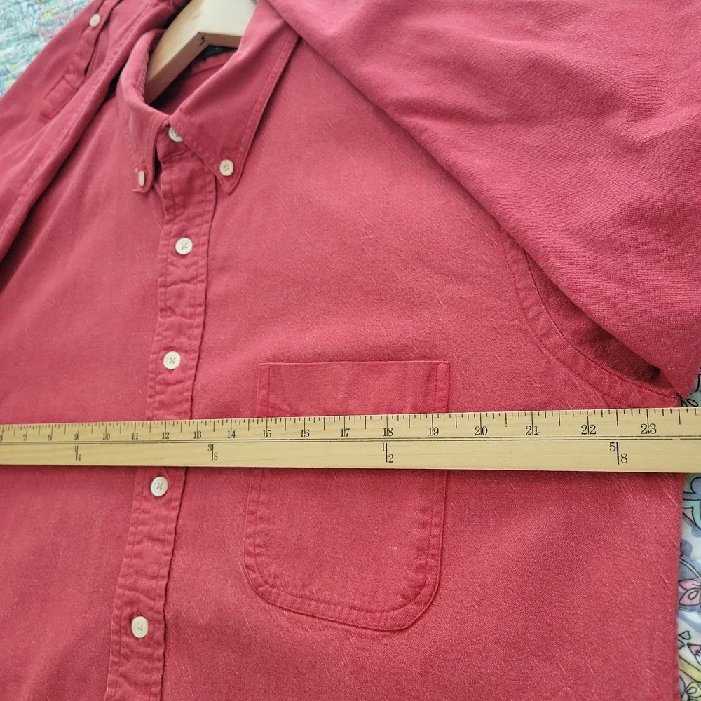 Vtg J Crew Oarsman Oxford Button Down Mens Shirt Sz L Red Heavy Cotton USA 90s